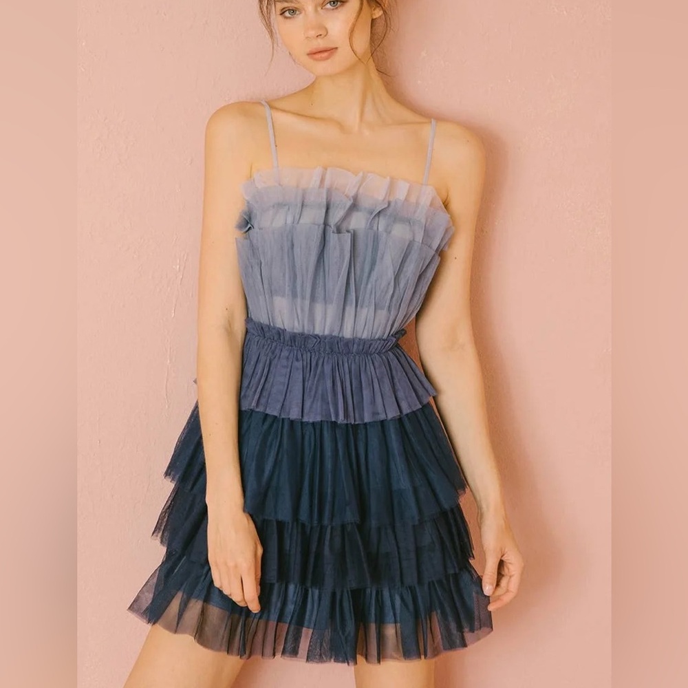 STORIA Color Block Tulle Dress